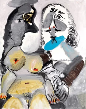 Mousquetaire et Nu Assis by Pablo Picasso (inspired)