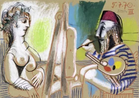 Painter and Model III by Pablo Picasso (inspired)