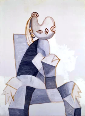 Woman Seated in a Grey Armchair by Pablo Picasso (inspired)