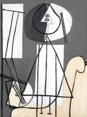 Woman with Palette and Easel by Pablo Picasso (inspired)