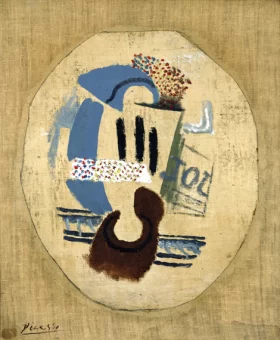 Wineglass and Newspaper by Pablo Picasso (inspired)