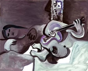 Nu Couché et Homme à la Guitarre by Pablo Picasso (inspired)