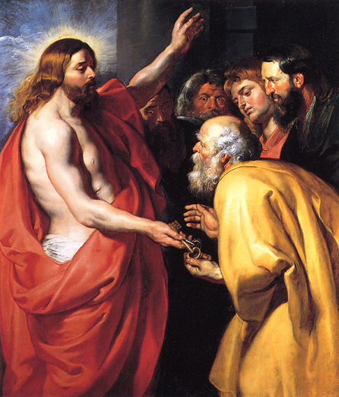 Christ Giving the Keys of Heaven to St. Peter by Peter Paul Rubens, oil painting reproduction on canvas Christ Giving the Keys of Heaven to St. Peter by Peter Paul Rubens