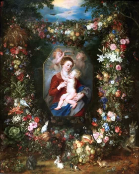 The Virgin and Child in a Box Surrounded by Flowers and Fruits by Peter Paul Rubens The Virgin and Child in a Box Surrounded by Flowers and Fruits by Peter Paul Rubens