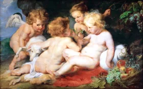 Christ and John the Baptist As Children and Two Angels by Peter Paul Rubens