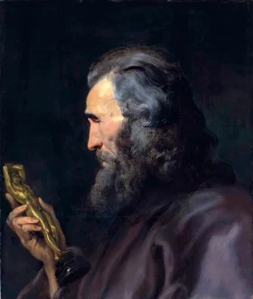 Head of a Bearded Man in Profile Holding a Bronze Figure by Peter Paul Rubens Head of a Bearded Man in Profile Holding a Bronze Figure by Peter Paul Rubens
