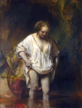 A Woman Bathing 1654 by Rembrandt A Woman Bathing 1654 by Rembrandt