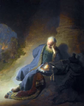 Jeremiah Lamenting the Destruction of Jerusalem 1630 by Rembrandt Jeremiah Lamenting the Destruction of Jerusalem 1630 by Rembrandt