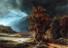 Landscape with Good Samaritan 1638 by Rembrandt Landscape with Good Samaritan 1638 by Rembrandt