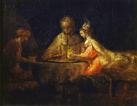 Ahasuerus and Haman at the Feast of Esther 1660 by Rembrandt Ahasuerus and Haman at the Feast of Esther 1660 by Rembrandt