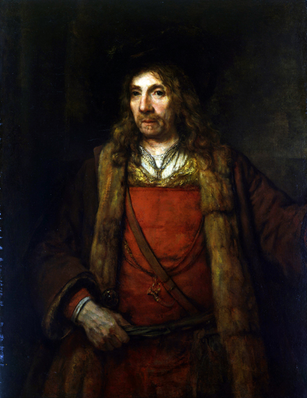 Man in a Fur-lined Coat by Rembrandt, oil painting reproduction on canvas Man in a Fur-lined Coat by Rembrandt