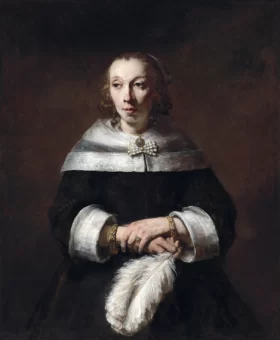 Portrait of a Woman with an Ostrich-Feather Fan by Rembrandt
