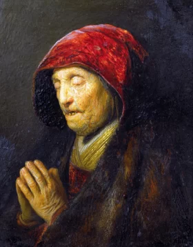 Bust of an old woman at prayer by Rembrandt Bust of an old woman at prayer by Rembrandt