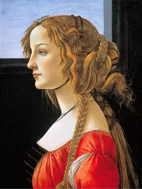 Profile portrait of a young woman, probably Simonetta by Sandro Botticelli
