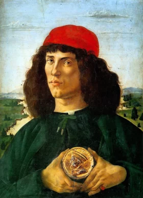 Portrait of a Man with a Medal of Cosimo the Elder 1474 by Sandro Botticelli
