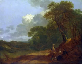 Wooded Landscape with a Man Talking to Two Seated Women 1745 by Thomas Gainsborough Wooded Landscape with a Man Talking to Two Seated Women 1745 by Thomas Gainsborough