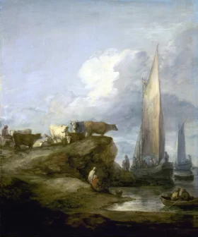 Coastal Scene with Shipping and Cattle by Thomas Gainsborough Coastal Scene with Shipping and Cattle by Thomas Gainsborough