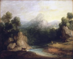 Pastoral Landscape (Rocky Mountain Valley with a Shepherd, Sheep, and Goats) 1783 by Thomas Gainsborough Pastoral Landscape (Rocky Mountain Valley with a Shepherd, Sheep, and Goats) 1783 by Thomas Gainsborough
