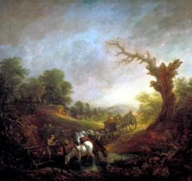 Sunset- Carthorses Drinking at a Stream 1760 by Thomas Gainsborough Sunset- Carthorses Drinking at a Stream 1760 by Thomas Gainsborough