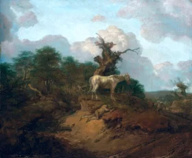 A wooded landscape with a peasant, a horse and cattle by Thomas Gainsborough A wooded landscape with a peasant, a horse and cattle by Thomas Gainsborough