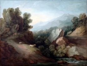Rocky, Wooded Landscape with a Dell and Weir by Thomas Gainsborough Rocky, Wooded Landscape with a Dell and Weir by Thomas Gainsborough