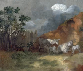 Sheep and Lambs by a Fence 1745 by Thomas Gainsborough Sheep and Lambs by a Fence 1745 by Thomas Gainsborough