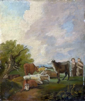 Figures and Cattle in a Landscape by Thomas Gainsborough Figures and Cattle in a Landscape by Thomas Gainsborough