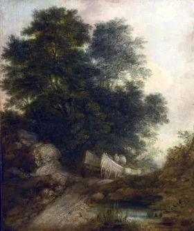 Wooded landscape with peasants in a wagon by Thomas Gainsborough Wooded landscape with peasants in a wagon by Thomas Gainsborough