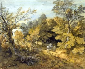 Wooded Landscape with Horseman by Thomas Gainsborough Wooded Landscape with Horseman by Thomas Gainsborough