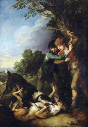Two Shepherd Boys with Dogs Fighting 1783 by Thomas Gainsborough Two Shepherd Boys with Dogs Fighting 1783 by Thomas Gainsborough