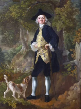 Portrait of a gentleman with a dog in the forest 1746 by Thomas Gainsborough Portrait of a gentleman with a dog in the forest 1746 by Thomas Gainsborough