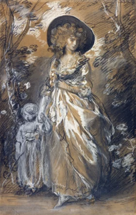 A Lady Walking in a Garden with a Child by Thomas Gainsborough