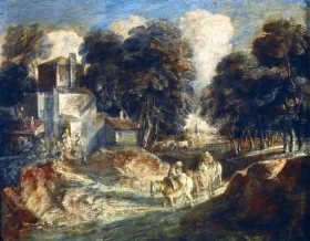 Wooded Landscape with Mounted Peasants 1772 by Thomas Gainsborough Wooded Landscape with Mounted Peasants 1772 by Thomas Gainsborough