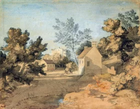 A country track with houses by Thomas Gainsborough