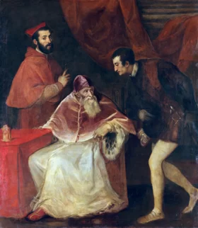 Portrait of Pope Paul III with His Grandsons 1545 by Titian Vecellio