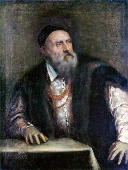 Self-Portrait by Titian Vecellio, oil painting reproduction on canvas Self-Portrait by Titian Vecellio