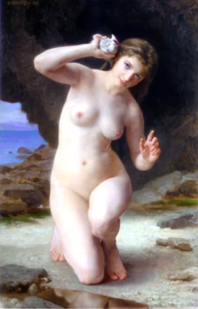 Woman with Seashell 1885 by William-Adolphe Bouguereau Woman with Seashell 1885 by William-Adolphe Bouguereau
