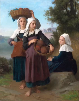 Jeunes Filles De Fouesnant Revenant Du Marché by William-Adolphe Bouguereau Jeunes Filles De Fouesnant Revenant Du Marché by William-Adolphe Bouguereau