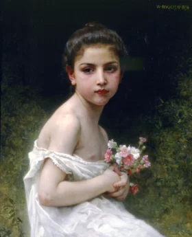 Little girl with a bouquet 1896 by William-Adolphe Bouguereau