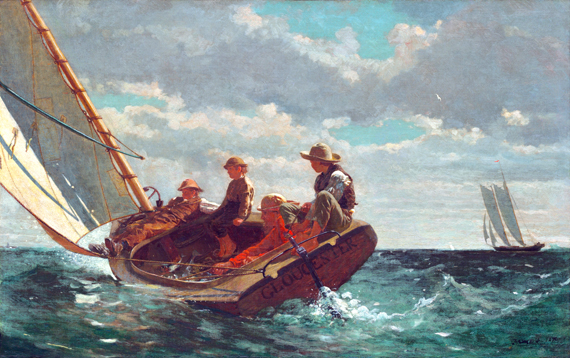 Breezing Up (A Fair Wind) by Winslow Homer, oil painting reproduction on canvas Breezing Up (A Fair Wind) by Winslow Homer