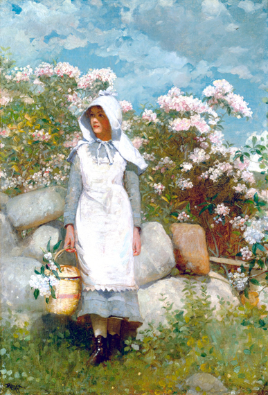 Girl and Laurel, 1879 by Winslow Homer, oil painting reproduction on canvas Girl and Laurel, 1879 by Winslow Homer