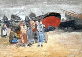 Coast Scene, with Boats on the Beach, 1881 by Winslow Homer Coast Scene, with Boats on the Beach, 1881 by Winslow Homer