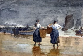 Fisher Girls on the Beach, Cullercoats, 1881 by Winslow Homer Fisher Girls on the Beach, Cullercoats, 1881 by Winslow Homer