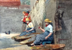 Fishergirls coiling tackle 1881 by Winslow Homer Fishergirls coiling tackle 1881 by Winslow Homer