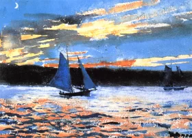 Gloucester Sunset 1880 by Winslow Homer Gloucester Sunset 1880 by Winslow Homer