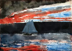 Schooner at Sunset 1880 by Winslow Homer Schooner at Sunset 1880 by Winslow Homer