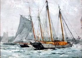 Three Schooners at Anchor, Gloucester, 1880 by Winslow Homer Three Schooners at Anchor, Gloucester, 1880 by Winslow Homer