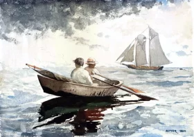 Two Boys Rowing, Gloucester 1880 by Winslow Homer Two Boys Rowing, Gloucester 1880 by Winslow Homer
