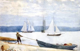 Pulling the Dory, 1880 by Winslow Homer Pulling the Dory, 1880 by Winslow Homer
