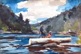 Hudson River, Logging by Winslow Homer